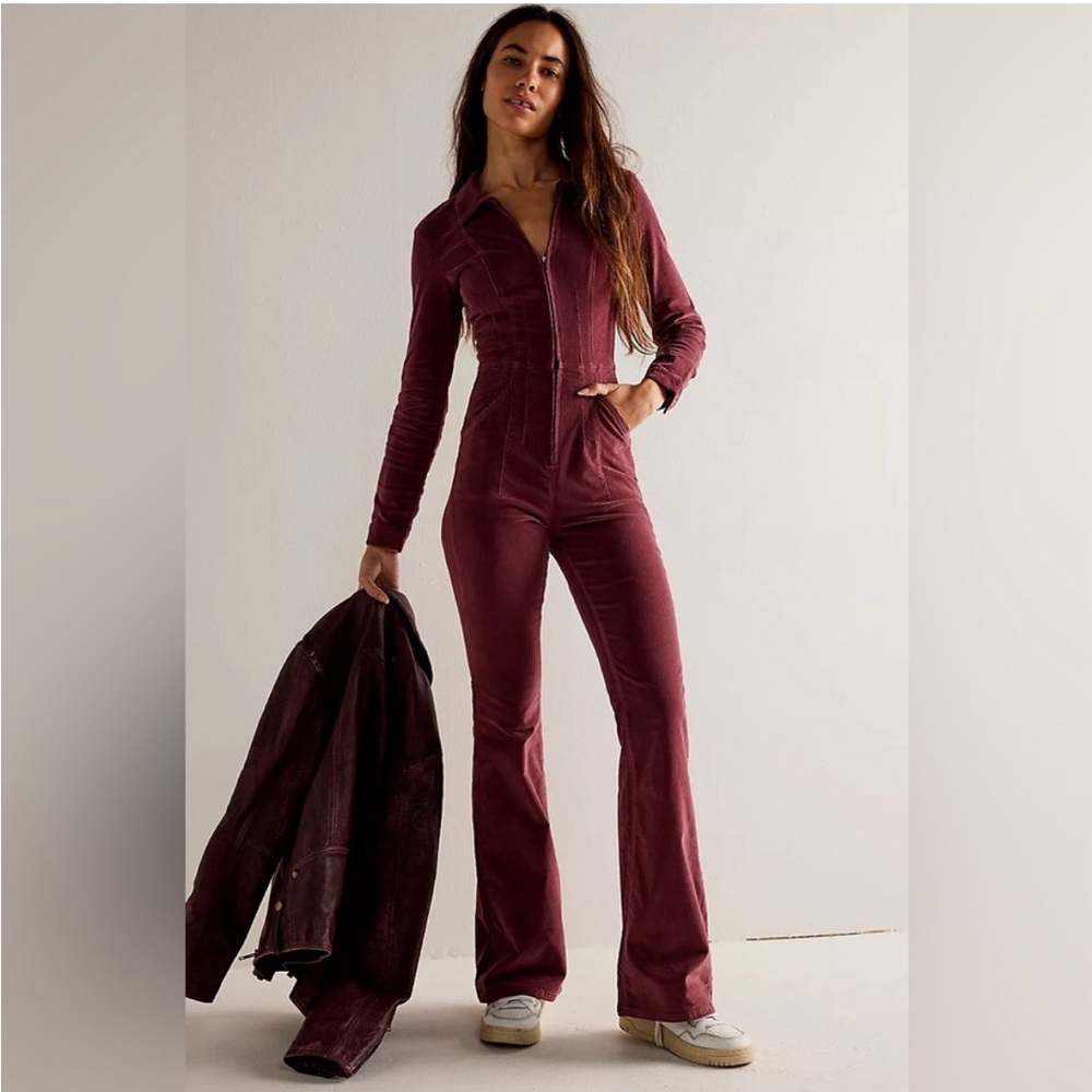 Free People Burgundy Jumpsuit
